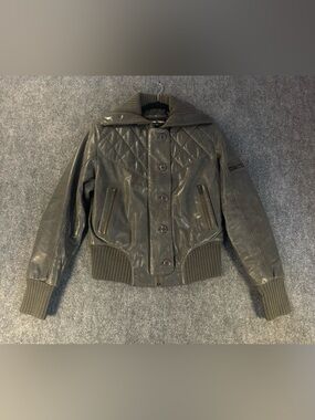 The Leather Company 90s Leather Cropped Jacket Quilted Retro Womens size XL